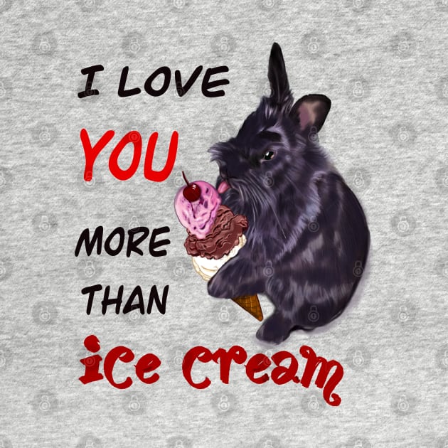 The Best Valentine’s Day Gift ideas 2022, Valentine message with lion head bunny rabbit licking ice cream with Cherry on top. Bunny Rabbits Valentine’s day by Artonmytee